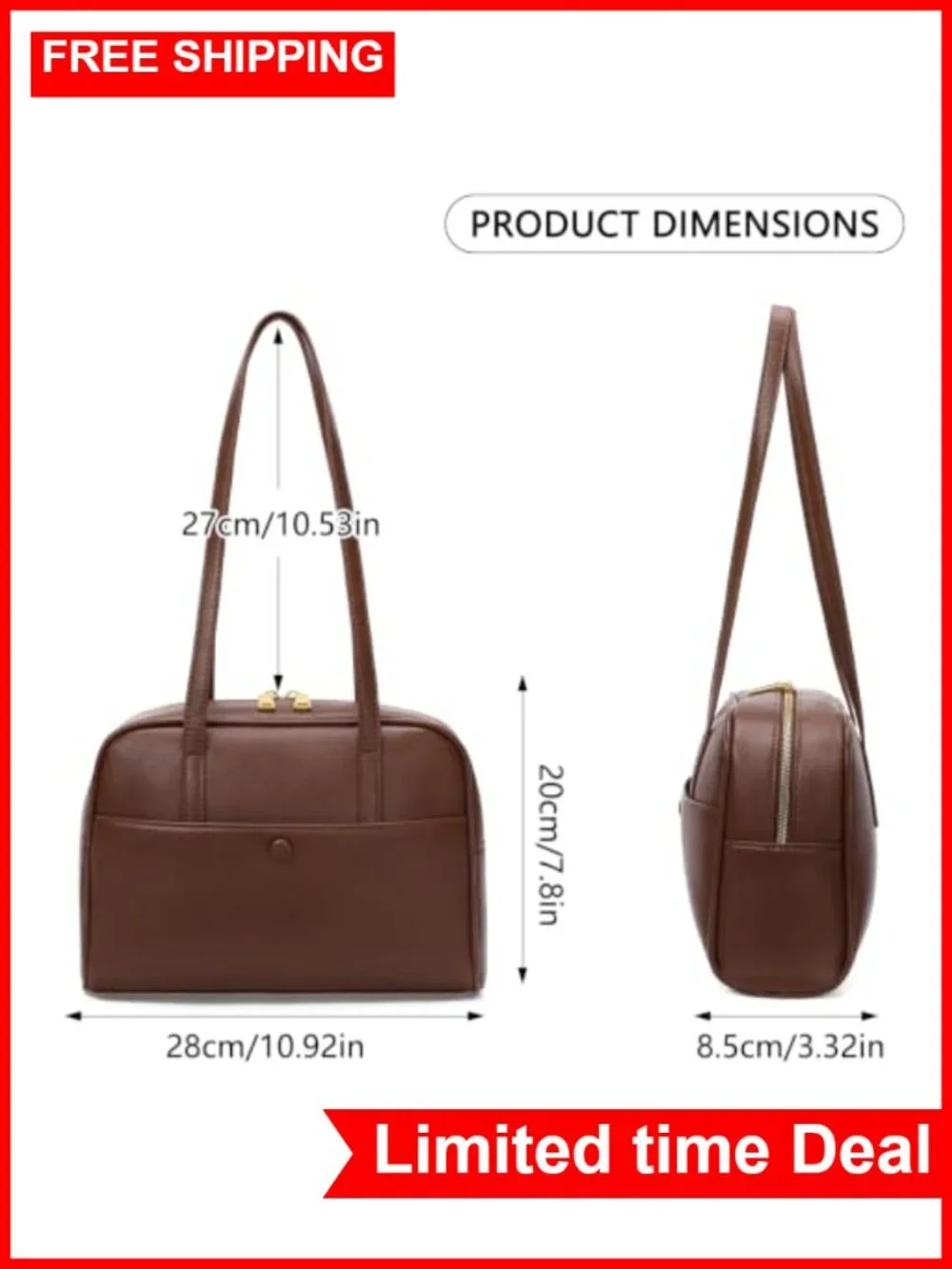 Vegan Leather Swing Zip Top Handle Hobo Bag Shoulder Purse Lightweight